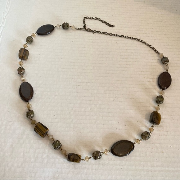 Avon Long Brown Necklace with Tiger's Eye Accents - Picture 6 of 15